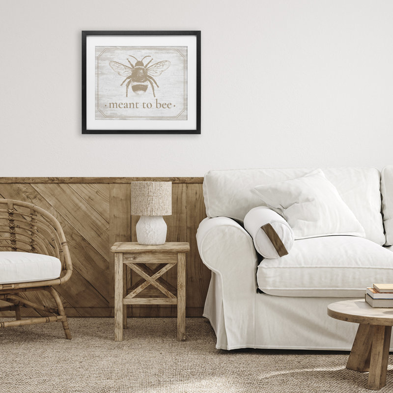 «Meant To Bee», reproduction encadrée sous verre encadrée rustique, H 13 po x l 16 po, Noir