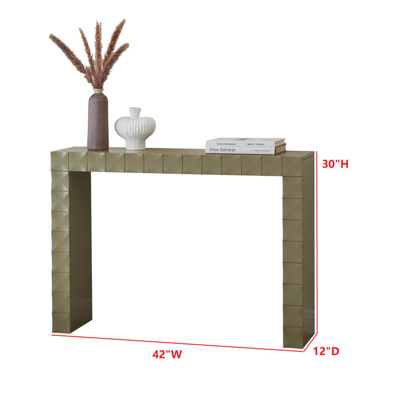 Console moderne en bois à motif géométrique, table d'entrée avec canapé texturé, table d'appoint étroite pour le couloir, le salon ou derrière le canapé