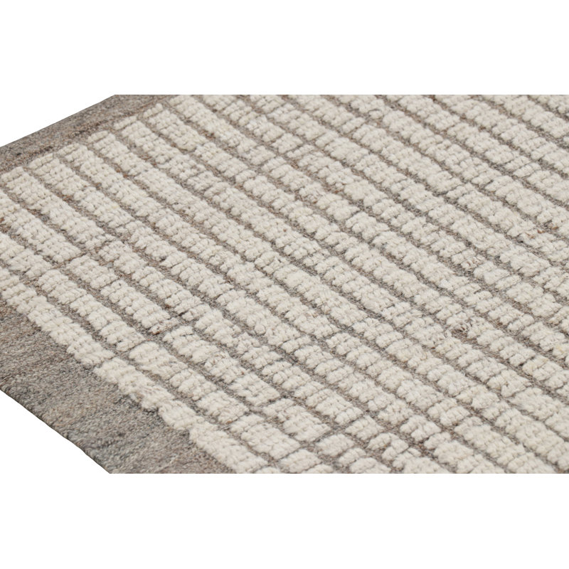 Rug & Kilim’S Extra-Long Kilim Runner Rug With White Textural Stripes And Striae, Runner 3'3" x 18'7"