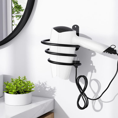 Bathroom Floating Shelves With Hair Dryer Holder Wall Mount Hair
