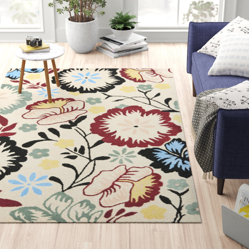 Soho Hand Tufted Wool And Viscose Floral Rug, Rectangle 3'6" x 5'6"