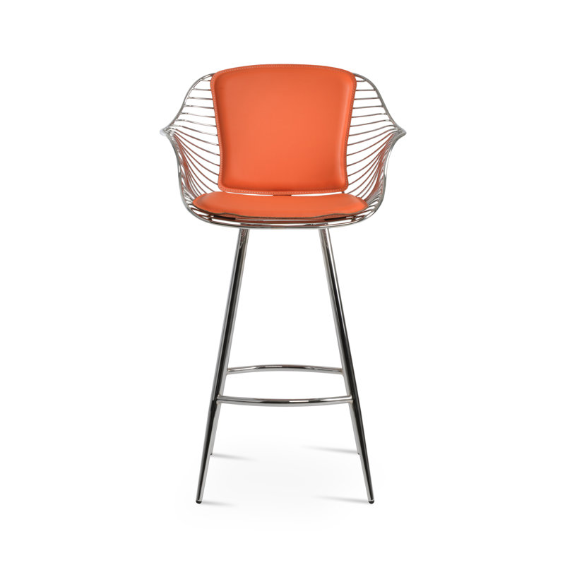 Tabouret de bar et de comptoir Zebra Galata, Chrome, Orange, Tabouret de comptoir (siège d'une hauteur de 26 p