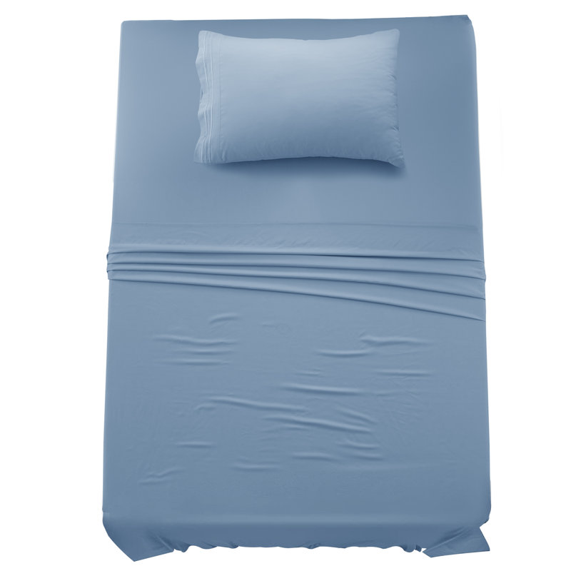 Lux Decor 4-Piece Ultra Soft Microfiber Sheet Set Deep Pocket Fitted Sheet, Wrinkle-Resistant & Easy Care Bedding, Blue