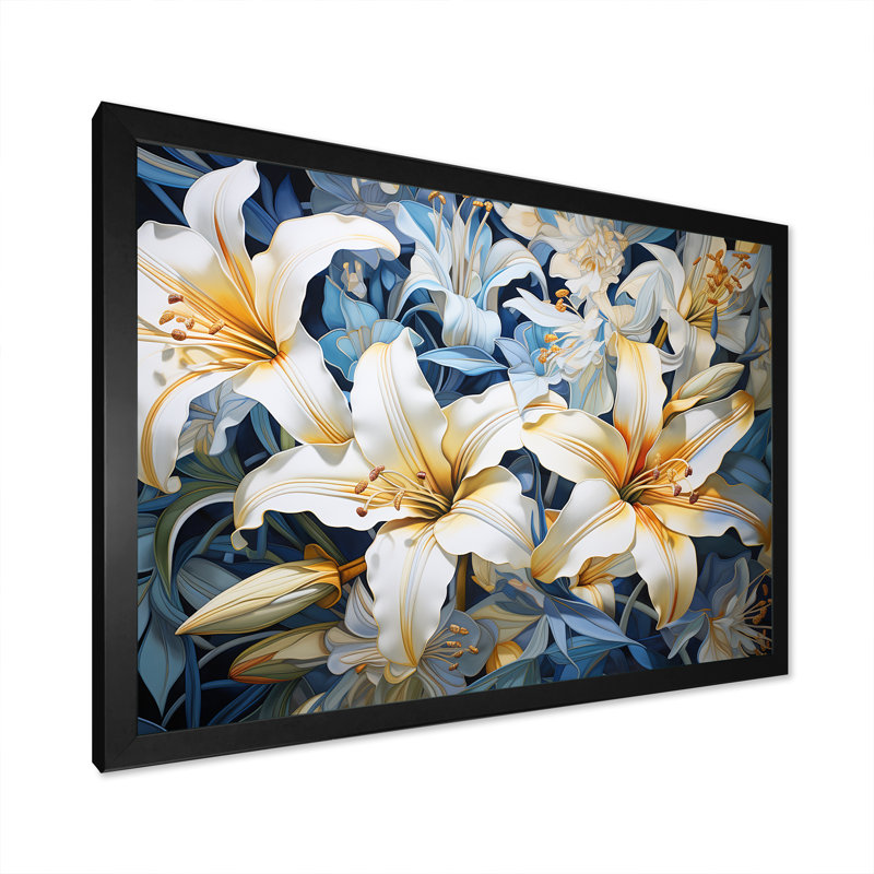Pure Lily Beauty Whispers sur toile, Cadre simple noir, H 34 po x l 44 po x P 1,5 po
