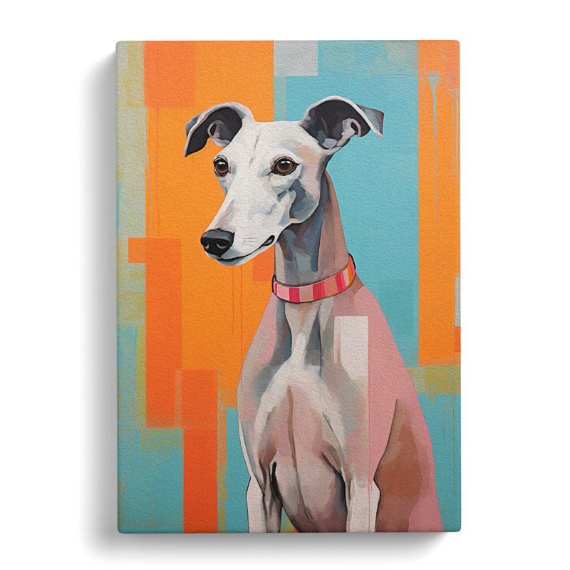 Whippet Colour Field No.3 - Wrapped Canvas, 50cm H x 35cm W x 3cm D