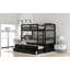Lit superposé simple en bois avec lit gigogne et tiroirs-398595842