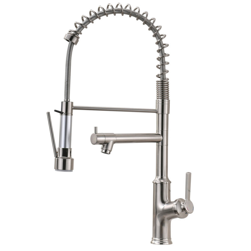 Robinet de cuisine avec douchette extractible en acier inoxydable nickel brossé