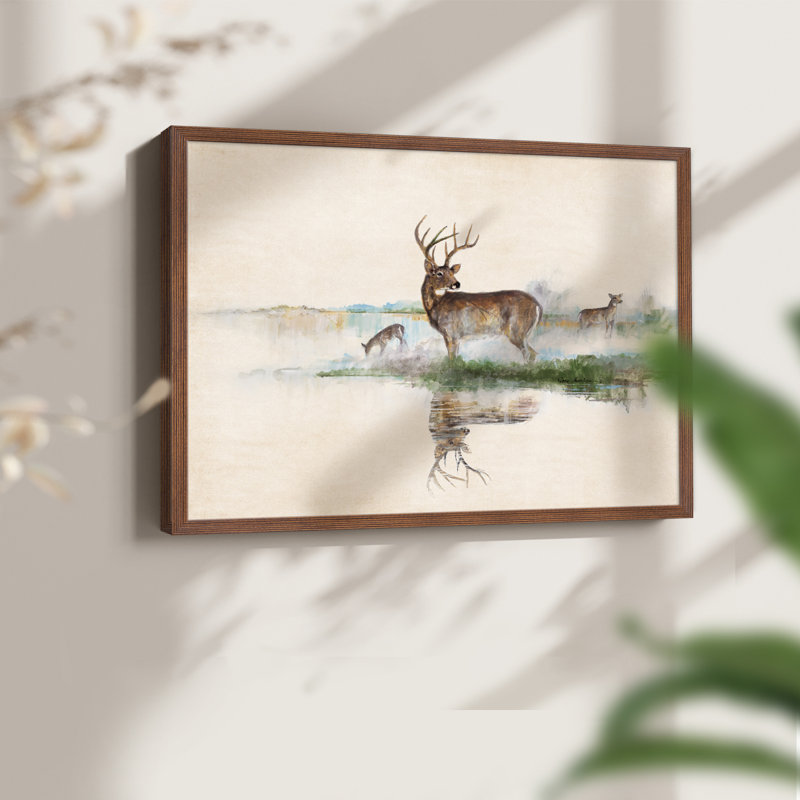 Misty Deer -Framed Print - Restickable, Walnut, 22" H x 28" W
