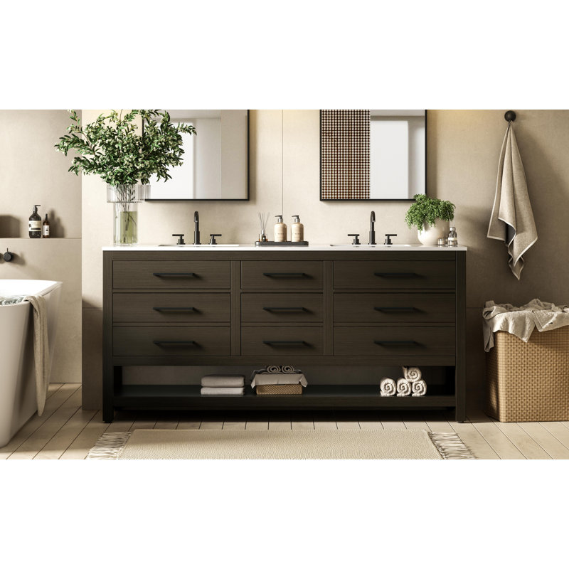 Meuble-lavabo double 72 po_Moderne_VF60572, Brun moka