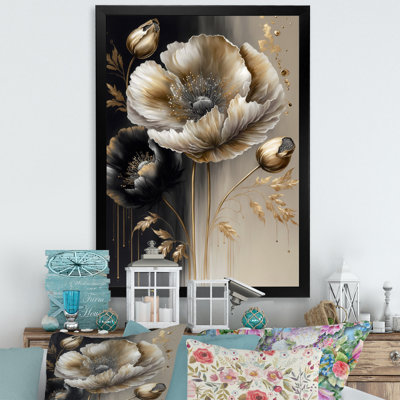 Bouquet de fleurs gris doré V - Bouquet de fleurs gris doré V - reproduction sur toile