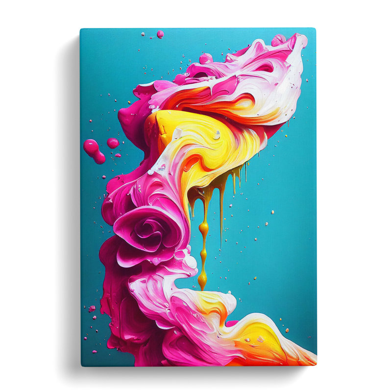 Paint Drip Flower No.3 Abstract - Wrapped Canvas, 60cm H x 40cm W x 3cm D