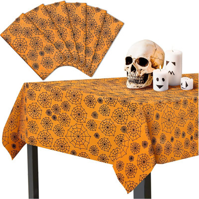 Lot de 6 nappes en plastique à motif toile d'araignée pour l'Halloween, nappes jetables et effrayantes pour les fêtes d'Halloween, la décoration de maisons hantées, les événements costumés et les célébrations saisonnières.