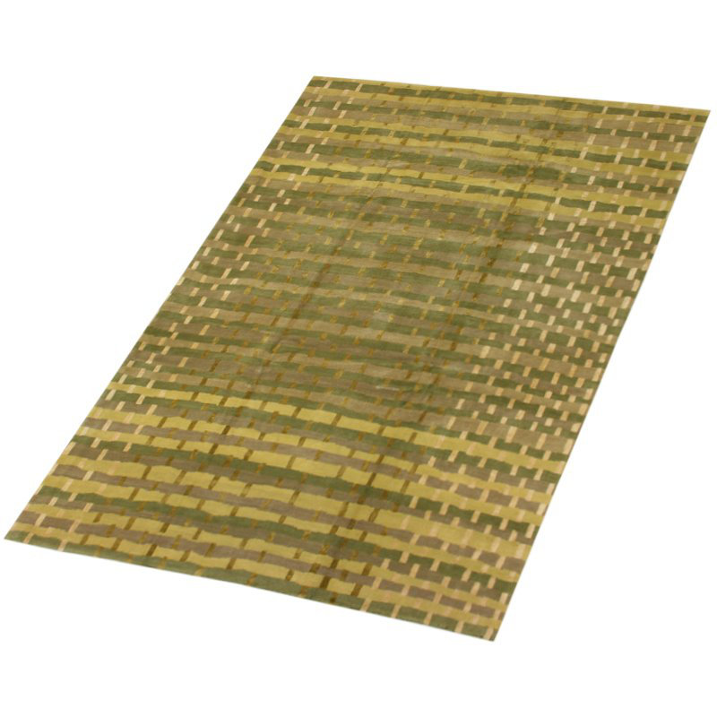 Rag Striped Area Rug in Beige/Green/Gray, Rectangle 3' x 5'