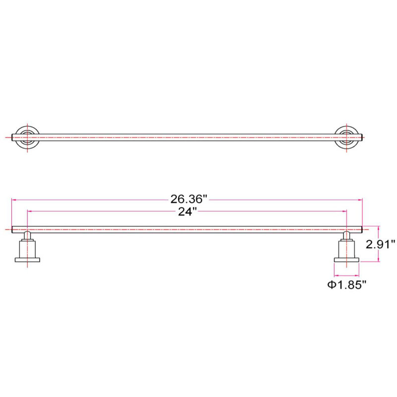 Geneva Wall Mounted Towel Bar, Satin Nickel