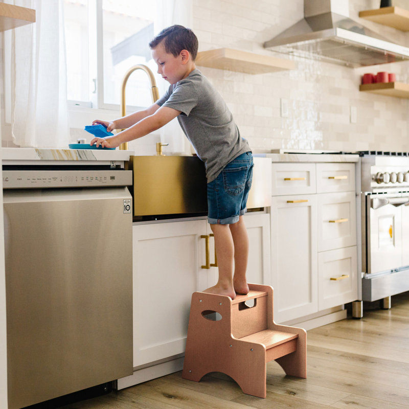 Tabouret en bois à deux marches pour adultes et enfants Wildkin, Chêne