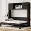 Grand lit escamotable avec armoires de rangement, lit escamotable mural, lit pliant rustique en bois, noir-1408604501-1556816246
