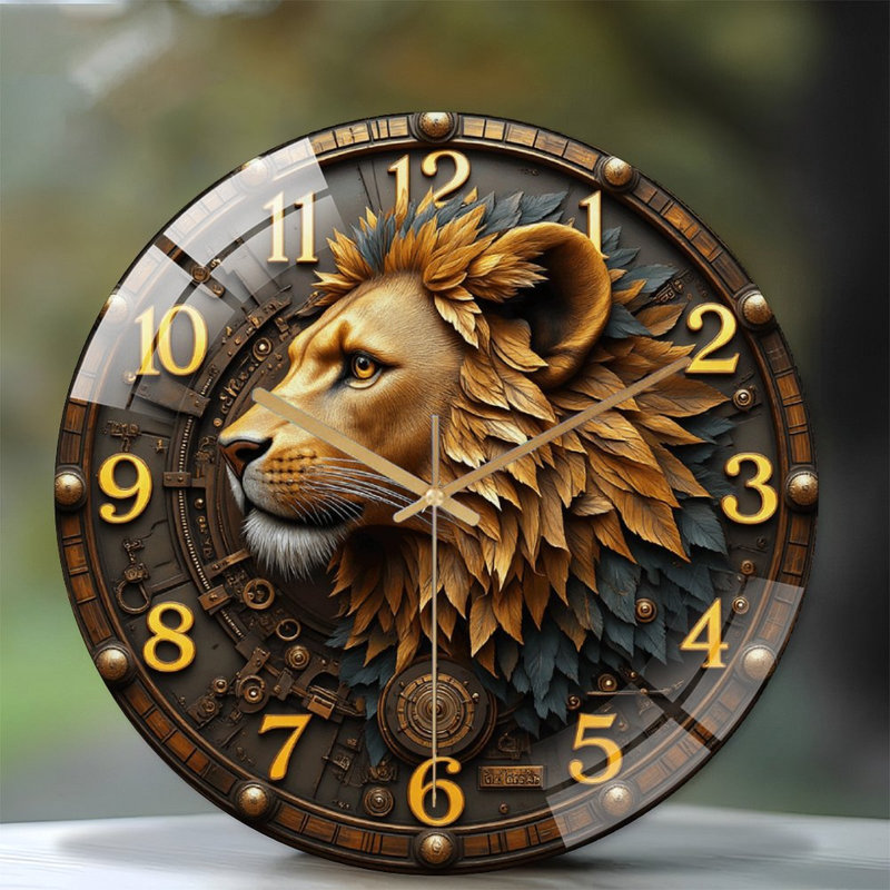 Horloge murale lion 12 po