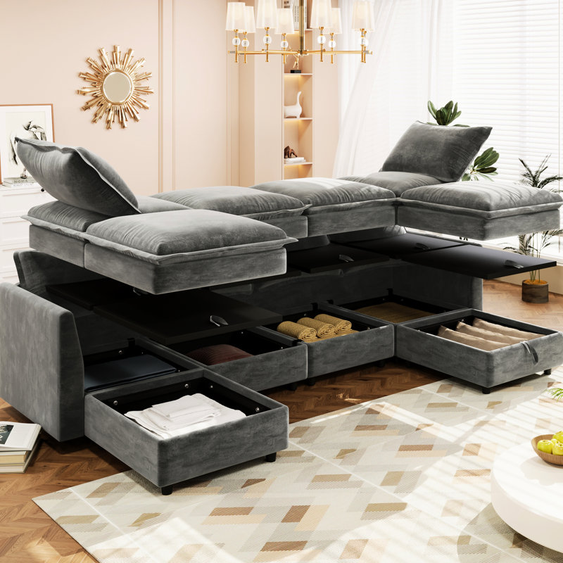 6 lits gris avec rangement, largeur de 126 po, pratique 6, construction, Gris