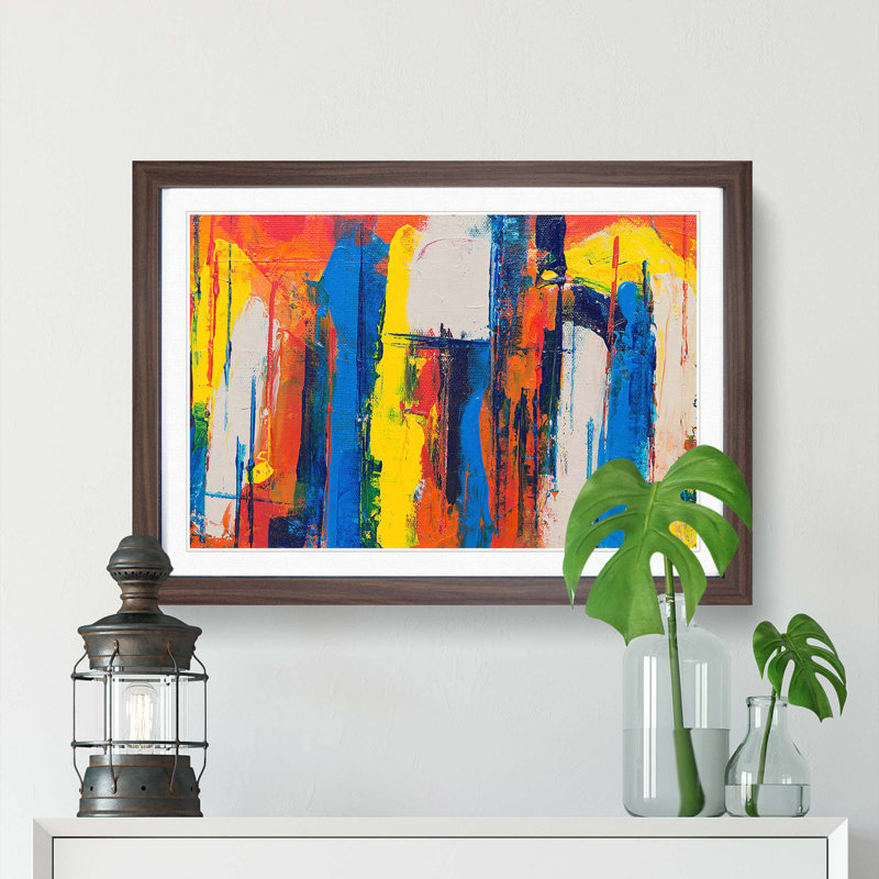 Abstract Art Painting Vol.127 by S.Johnson - Framed Print, 36cm H x 48cm W x 2cm D, Walnut Framed