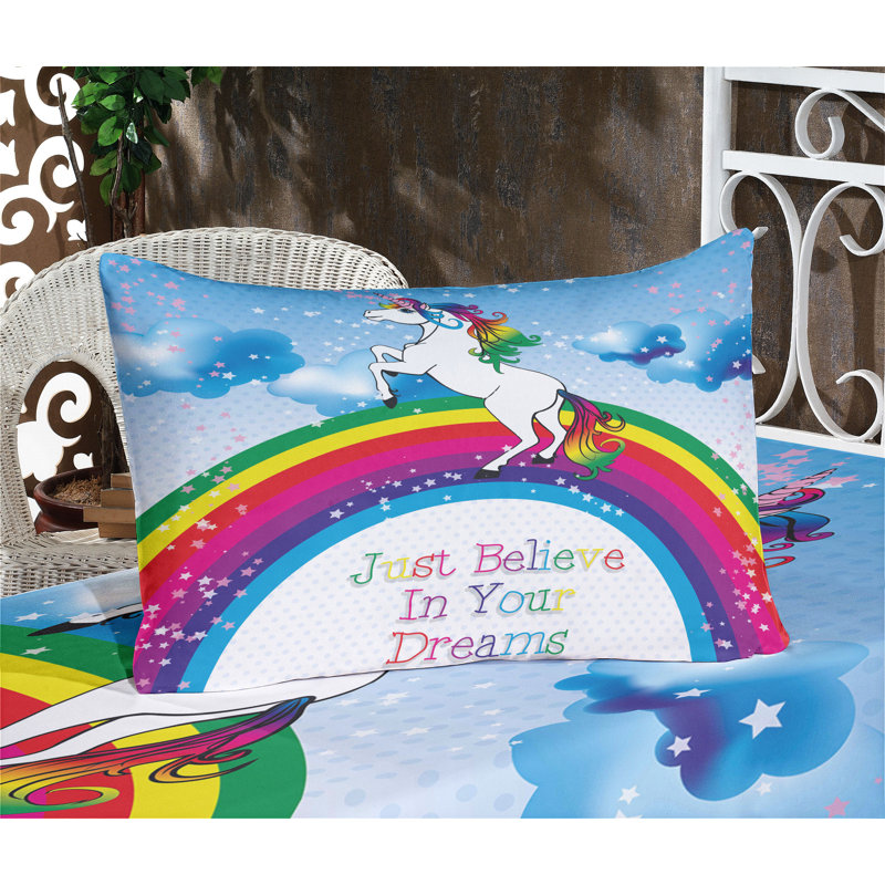 Ambesonne Fantasy Fitted Sheet & Pillow Sham Set, Multicolor