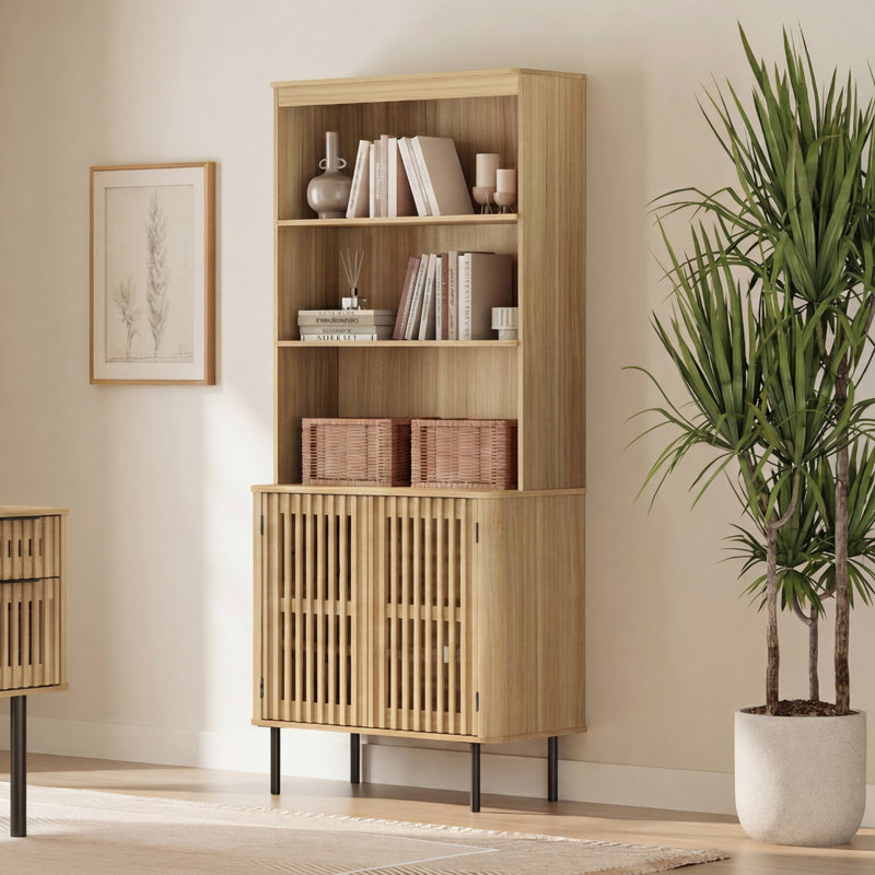 Armoire de rangement pour garde-manger de 72,8 po de hauteur avec armoire réglable, Chêne