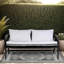 Outdoor Sofa In Dark Eucalyptus Wood And Gray Rope With White Cushions