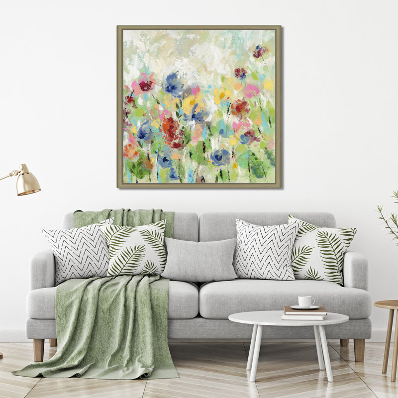 «Springtime Meadow Flowers II», reproduction de peinture acrylique sur toile, H 24 po x l 24 po x P 1,5 po, Toile tendue
