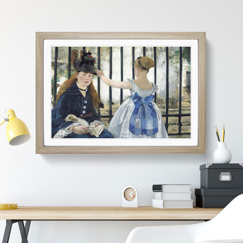 The Railway by Edouard Manet - Picture Frame Painting, 27cm H x 36cm W x 2cm D, Oak Framed