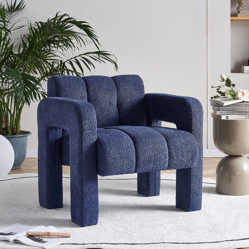 Chaise d'appoint pratique et large rembourrée, Boucle bleu marine