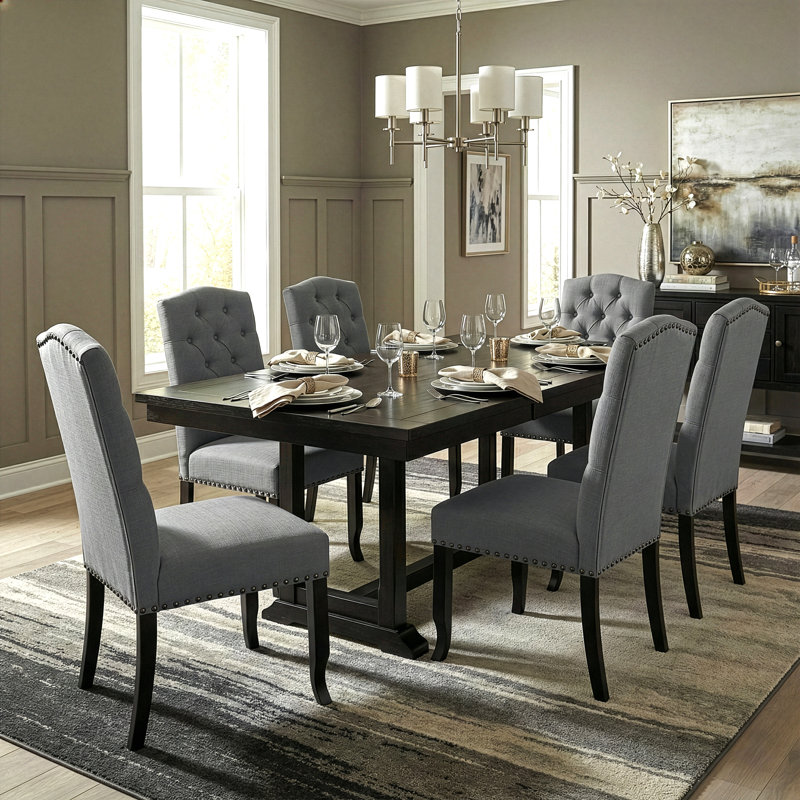 Chesson 19.25'' H Tufted Upholstered Side Chair, Medium Gray