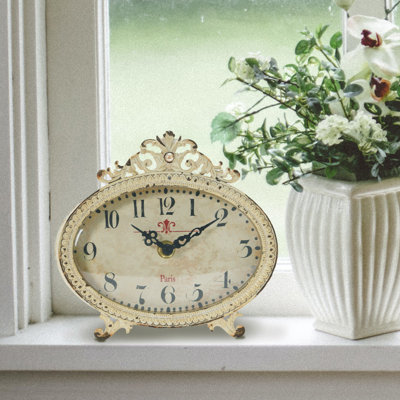 Decorative Antiqued Pewter Mantel Clock