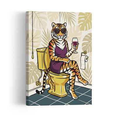 Chic Tiger Bathroom Wine Abstract Tiger Landscape Nature Wall Art Print