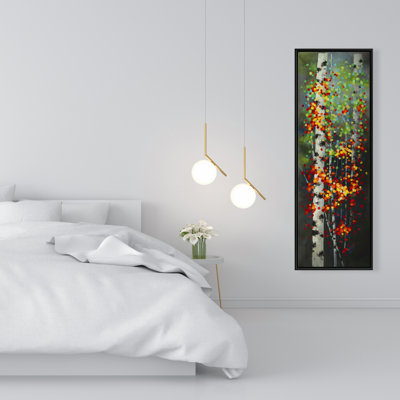 Dotted Leaves Birches | Green Bedroom Canvas Decor