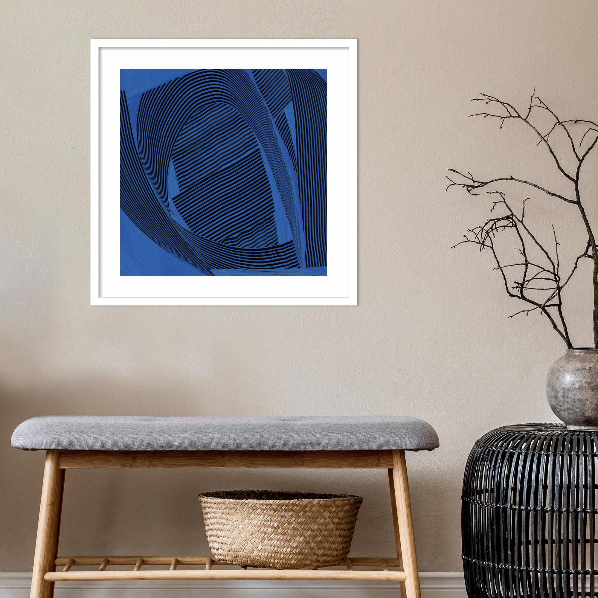 Weaving I by Mike Schick, White Framed Paper, 19.12" H x 19.12" W x 0.88" D