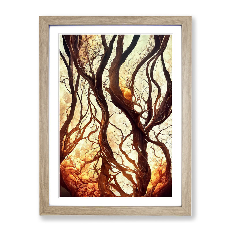 Abstract Autumn Tree No.2 - Framed Print, 34cm H x 25cm W, Oak