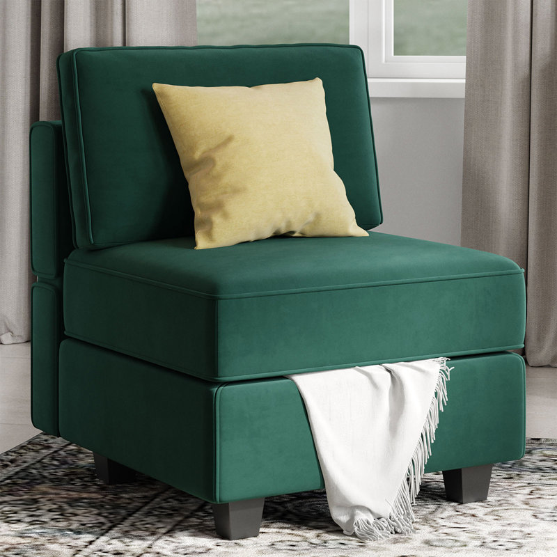 Nakash 26.4'' Wide Upholstered Armless Chair with Pillow Back, Storage Single Chair Module Part For Sectional Sofa