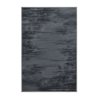 Machine Washable Abstract Grey Area Rug