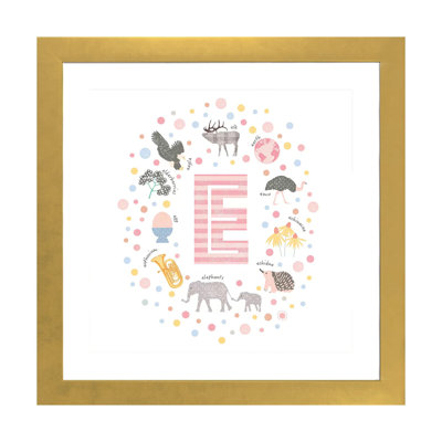 Lettre illustrée E rose - impression