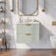 Meuble-lavabo mural 24 po avec 2 tiroirs et lavabo en céramique, vert - meuble-lavabo moderne en bois aggloméré pour petits espaces