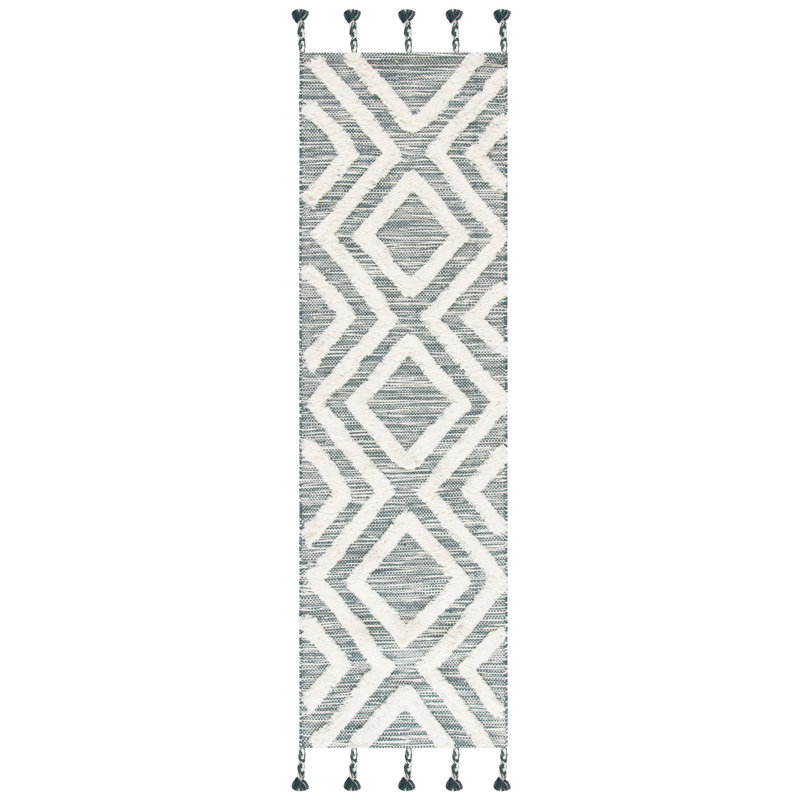 Alimatou Hand Tufted Wool Geometric Rug, Runner 2'3" X 8'