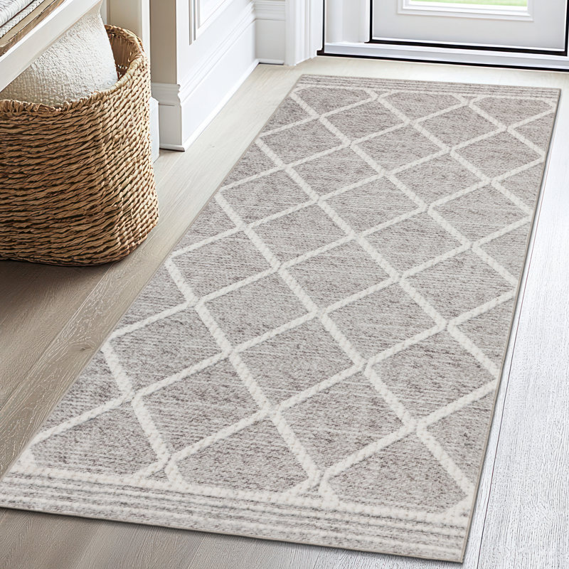 Lusko Tessa Distressed Machine Washable Area Rugs, Runner 2'6" x 6', Beige Ivory