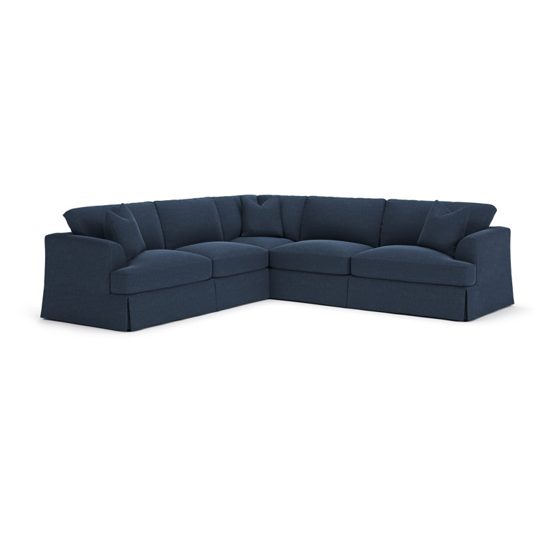 Lucia L-Sectional, Right Hand Facing, Drusky Navy Sustain® Basketweave