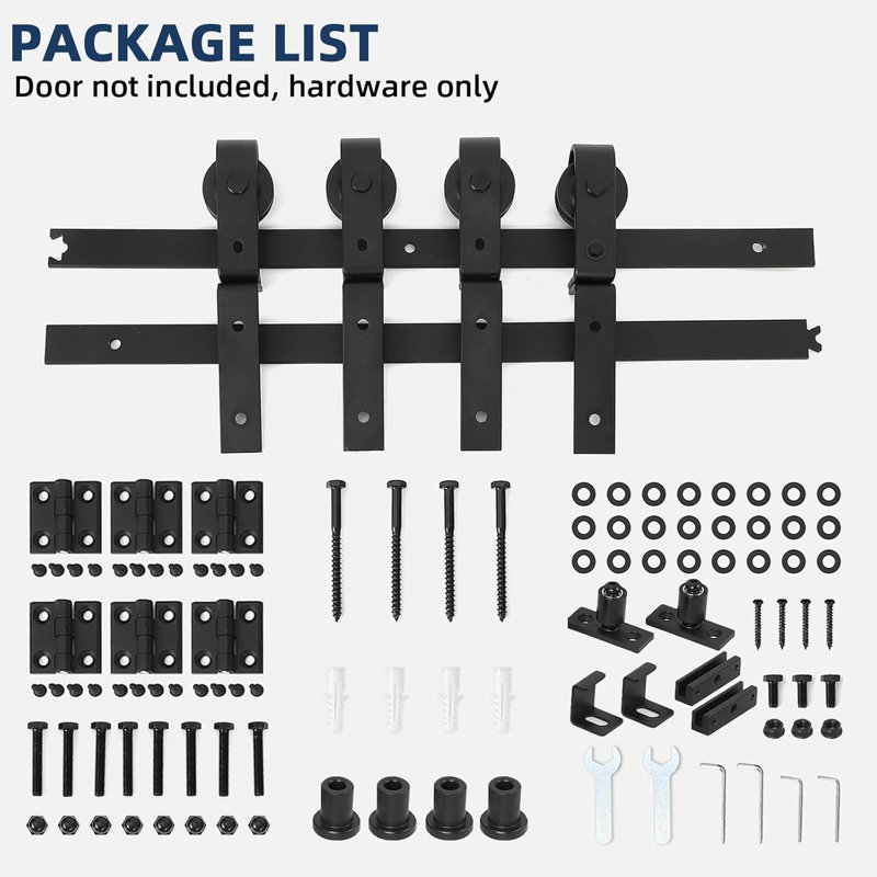 36"/52"/72" Bi-Folding Sliding Barn Door Hardware Kit for 2/4 Doors, Heavy Duty Bi Fold Barn Door Hardware Track Kit, 132cm
