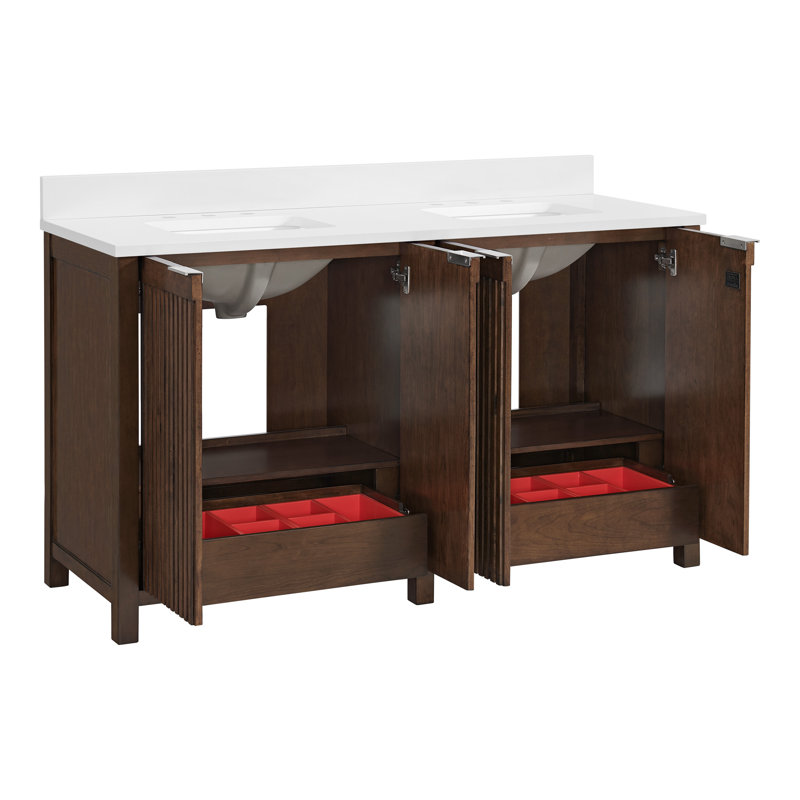 Through Lines 60" Double Bathroom Vanity, Brown