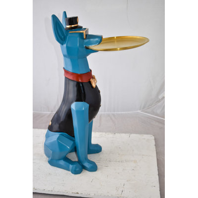 Feda Happy Hostess Dog Resin Statue with Blue and Black Finish Size: 19" x 9" x 28"H