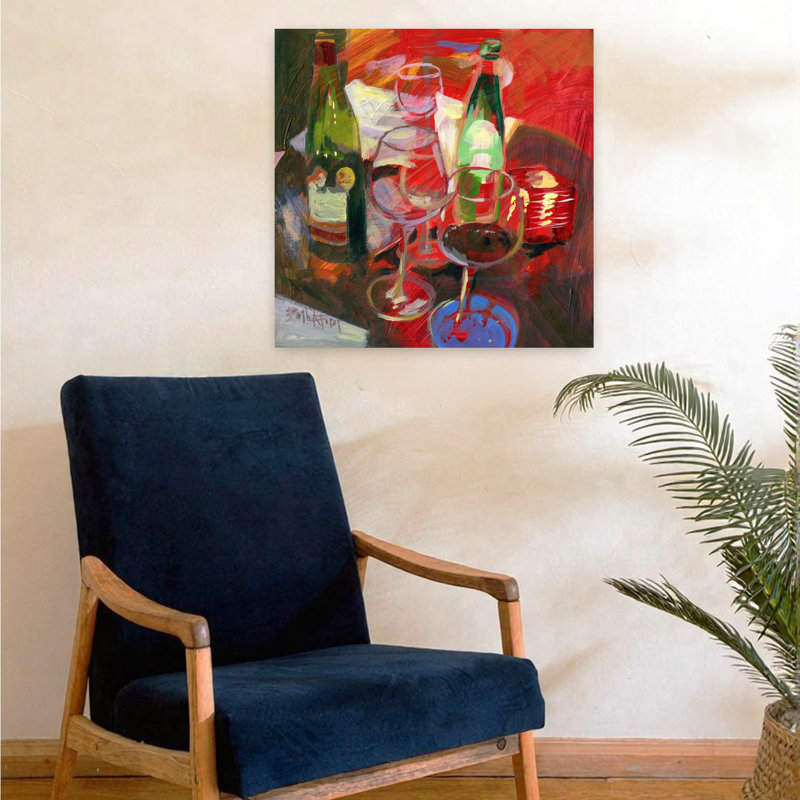 Vin Rouge, vin rouge, art contemporain, H 24 po x l 24 po