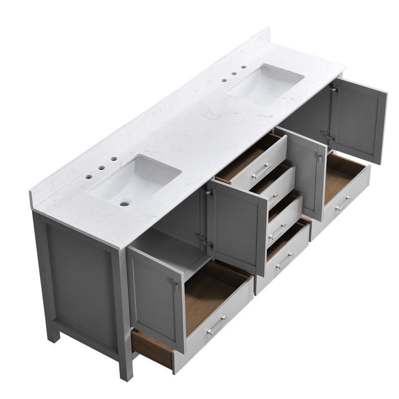 Meuble-lavabo autoportant avec lavabo en céramique, 84"
