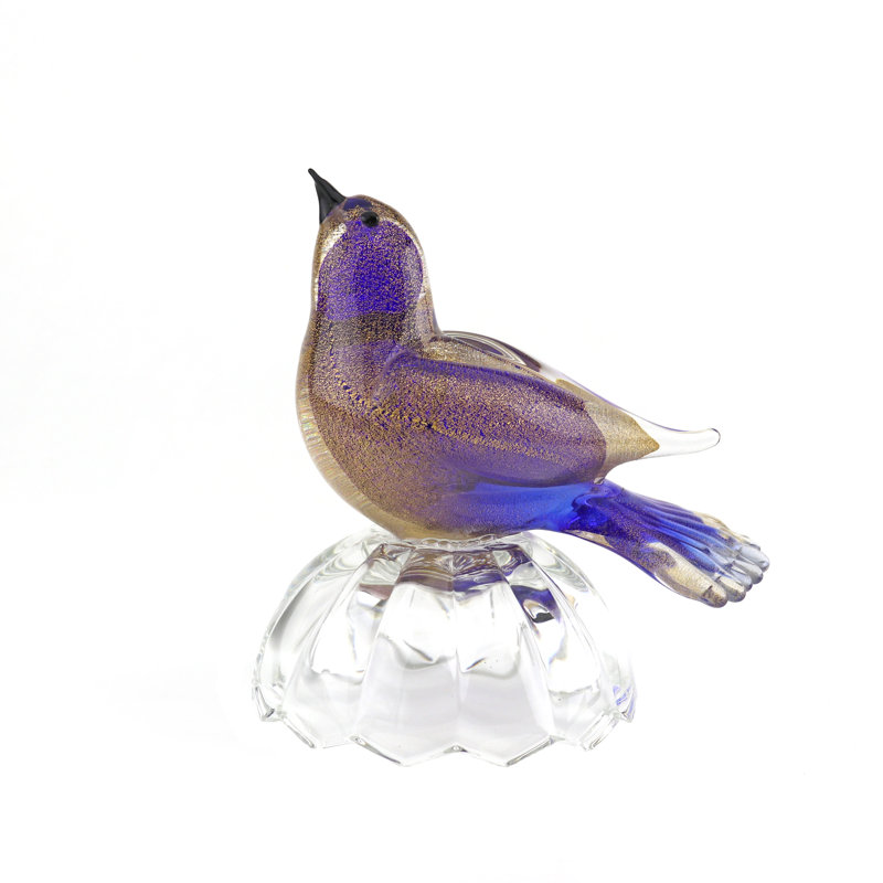 Oiseau en verre de Murano sur base transparente