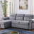 Velvet Fabric Reversible Sleeper Sectional Sofa Chaise-824778801