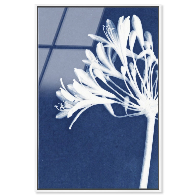 Cyan Bloom Print by Oliver Gal, 31"H x 46"W, White Floater Frame